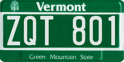 VT license plate ZQT801