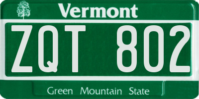 VT license plate ZQT802