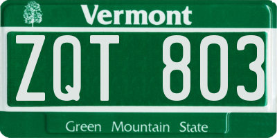 VT license plate ZQT803
