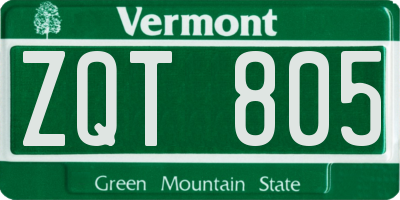 VT license plate ZQT805