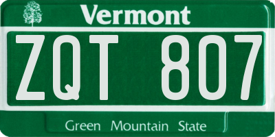 VT license plate ZQT807