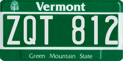 VT license plate ZQT812