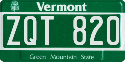 VT license plate ZQT820