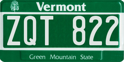 VT license plate ZQT822