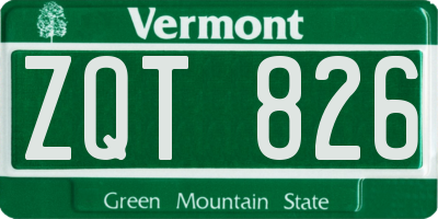 VT license plate ZQT826