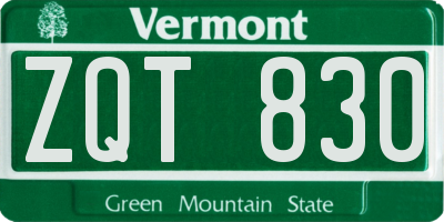 VT license plate ZQT830