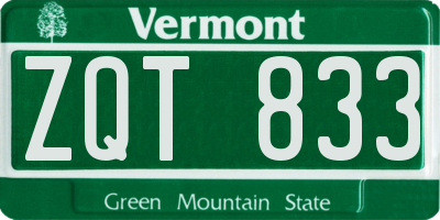 VT license plate ZQT833