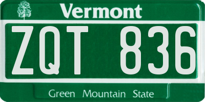 VT license plate ZQT836