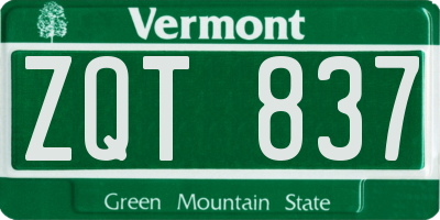 VT license plate ZQT837