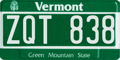 VT license plate ZQT838
