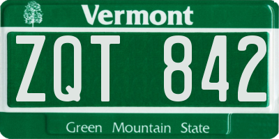 VT license plate ZQT842
