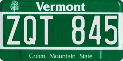 VT license plate ZQT845