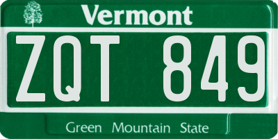 VT license plate ZQT849