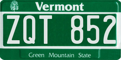 VT license plate ZQT852
