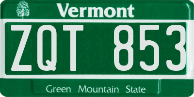 VT license plate ZQT853