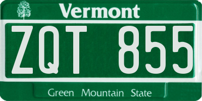 VT license plate ZQT855