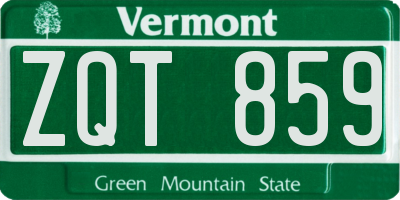 VT license plate ZQT859