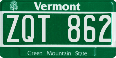 VT license plate ZQT862