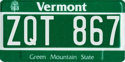 VT license plate ZQT867