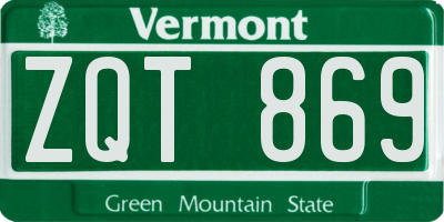 VT license plate ZQT869