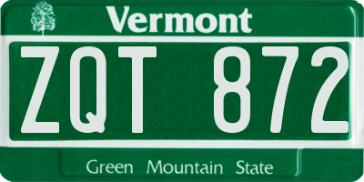 VT license plate ZQT872