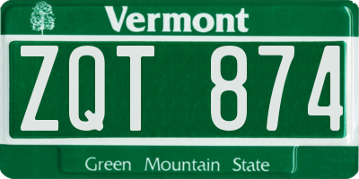 VT license plate ZQT874