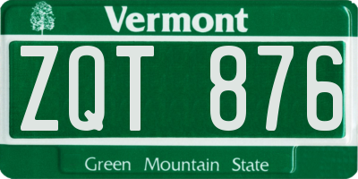 VT license plate ZQT876