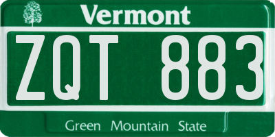 VT license plate ZQT883