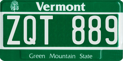 VT license plate ZQT889