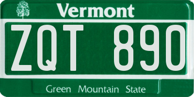 VT license plate ZQT890