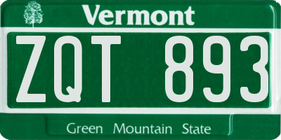 VT license plate ZQT893
