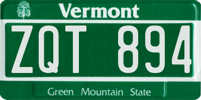 VT license plate ZQT894