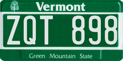VT license plate ZQT898