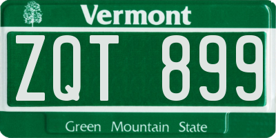 VT license plate ZQT899