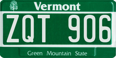 VT license plate ZQT906