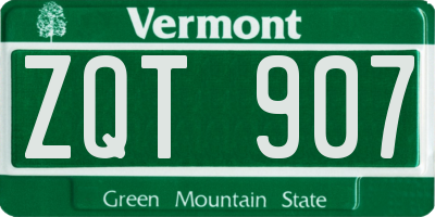 VT license plate ZQT907