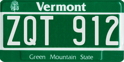 VT license plate ZQT912