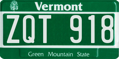 VT license plate ZQT918