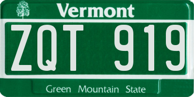 VT license plate ZQT919