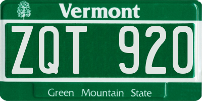 VT license plate ZQT920