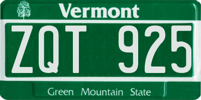 VT license plate ZQT925