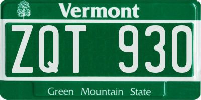 VT license plate ZQT930