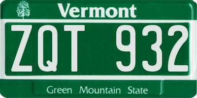 VT license plate ZQT932