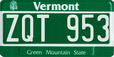 VT license plate ZQT953