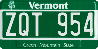VT license plate ZQT954