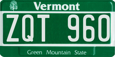 VT license plate ZQT960