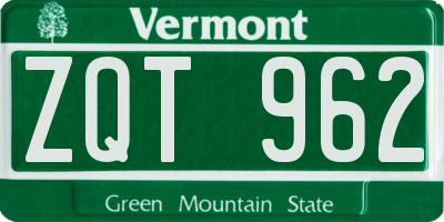 VT license plate ZQT962