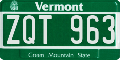 VT license plate ZQT963