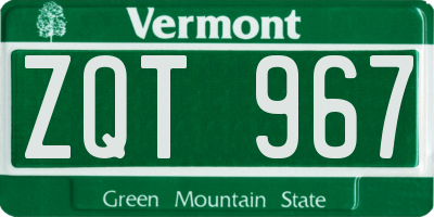 VT license plate ZQT967