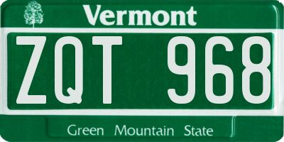 VT license plate ZQT968